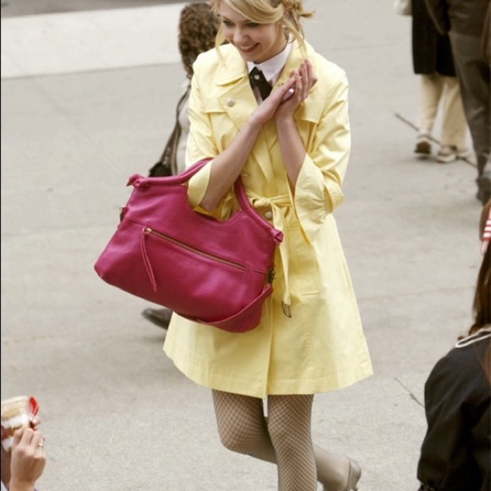 Foley + Corinna leather City Clutch in Fuchsia